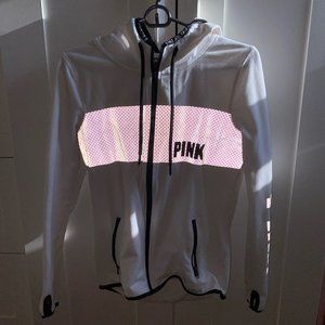 PINK White reflective zip up sweater